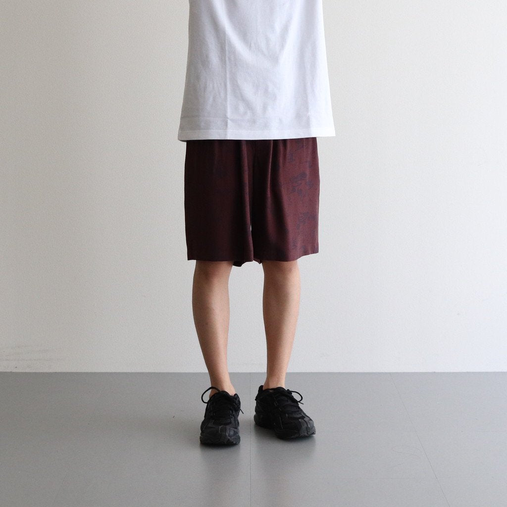 PRINTED EASY WIDE SHORTS #BORDEAUX [YK22SS0326P]