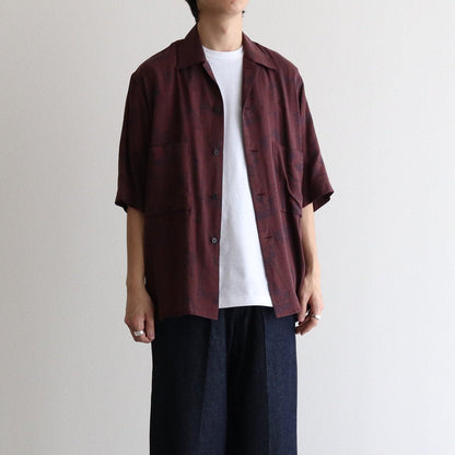 PRINTED HALF SLEEVES SHIRT #BORDEAUX [YK22SS0324SH]