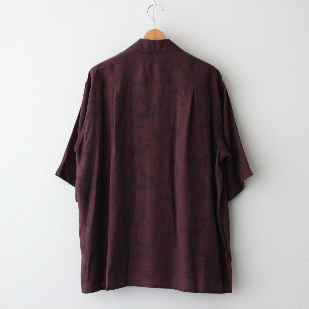 PRINTED HALF SLEEVES SHIRT #BORDEAUX [YK22SS0324SH]