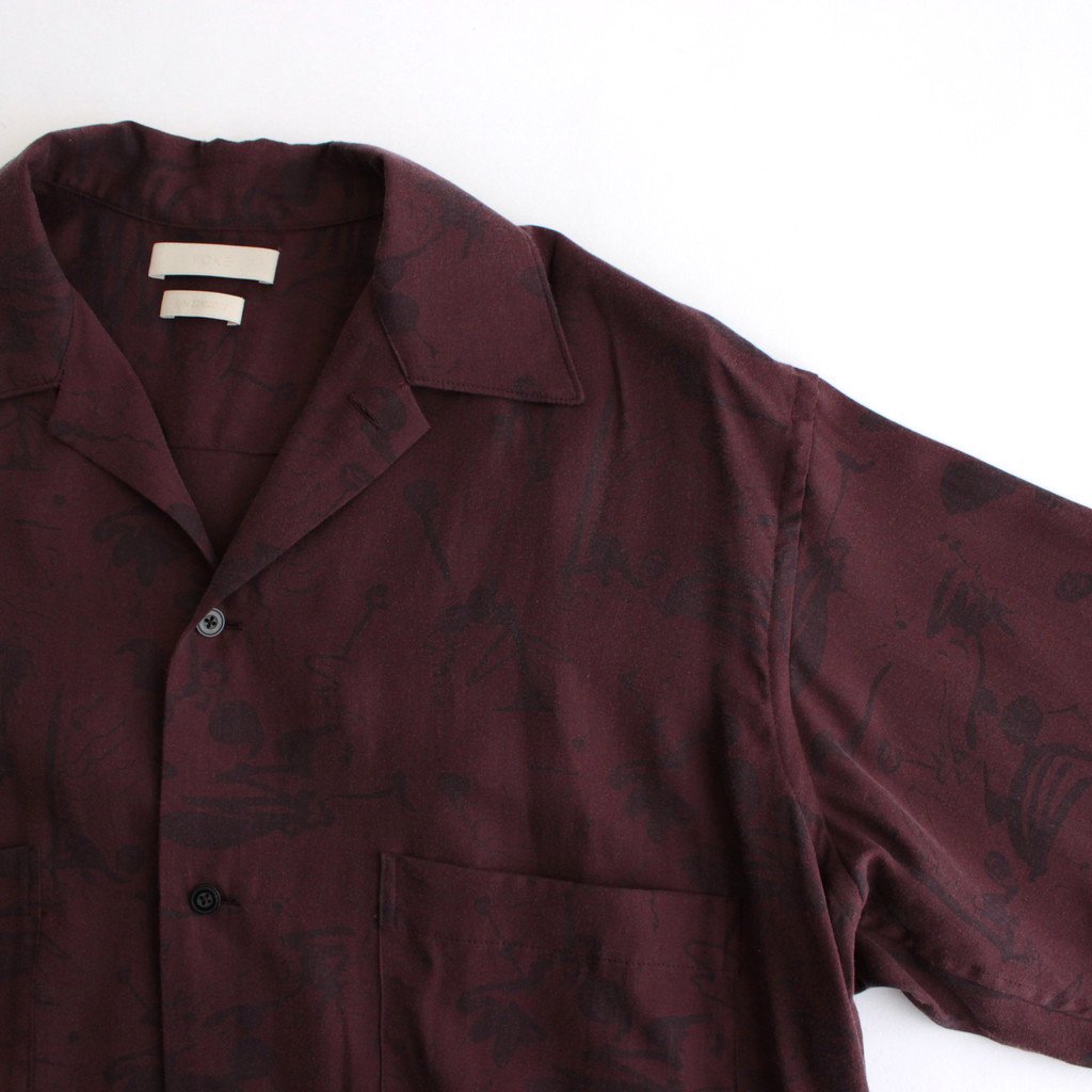 PRINTED HALF SLEEVES SHIRT #BORDEAUX [YK22SS0324SH]