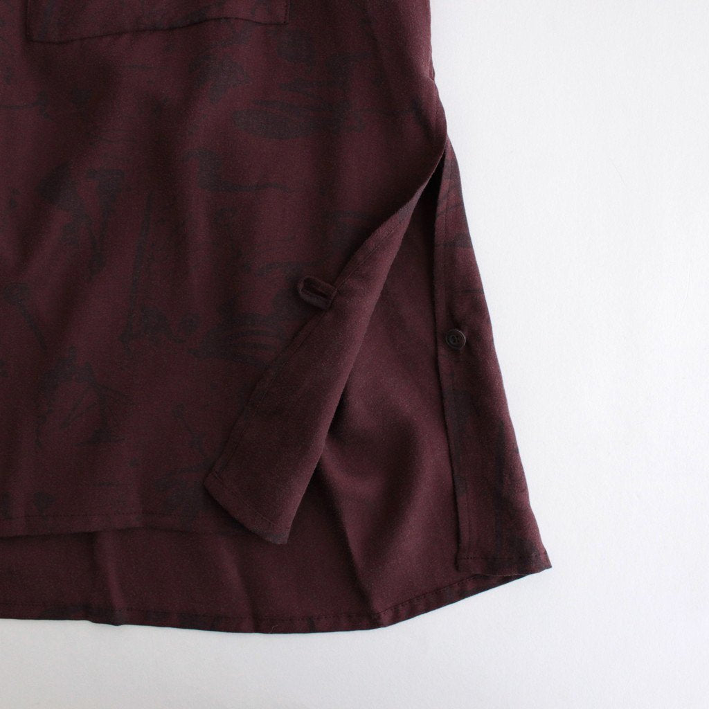 PRINTED HALF SLEEVES SHIRT #BORDEAUX [YK22SS0324SH]