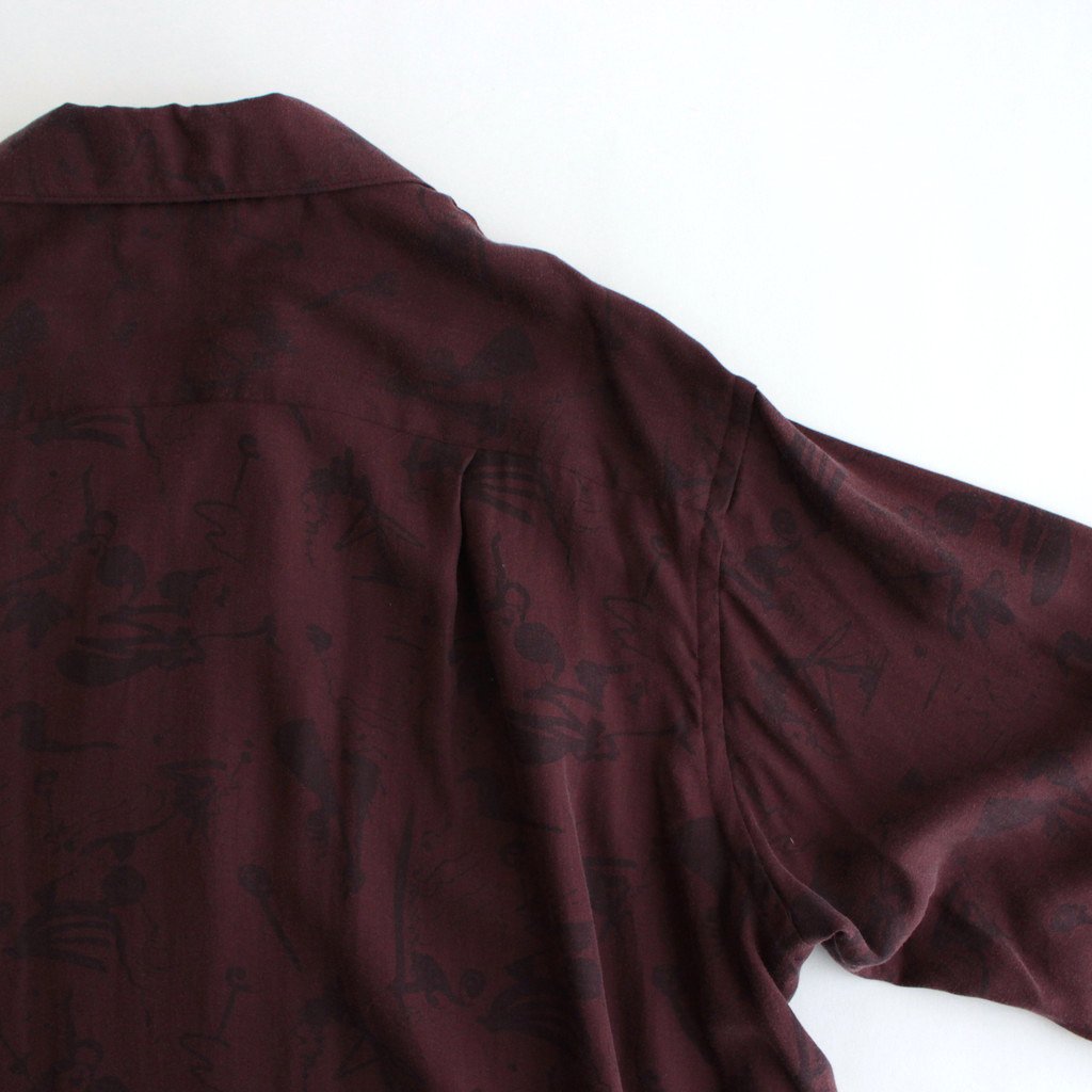 PRINTED HALF SLEEVES SHIRT #BORDEAUX [YK22SS0324SH]