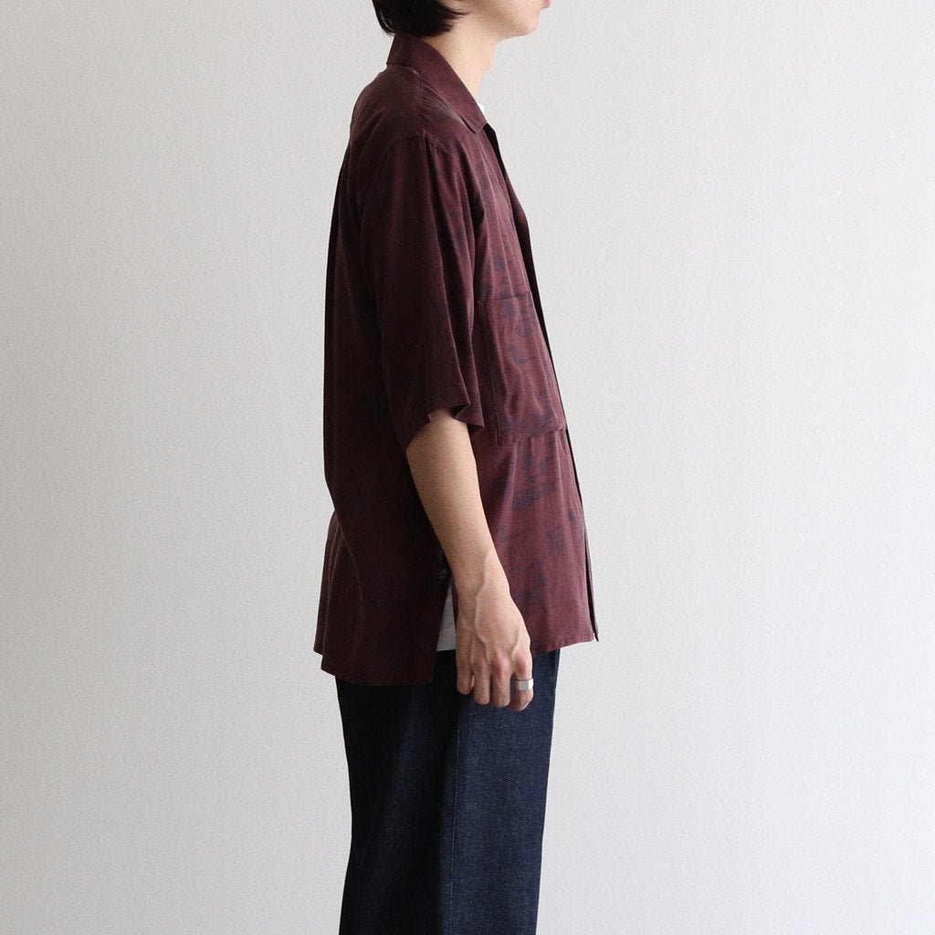 PRINTED HALF SLEEVES SHIRT #BORDEAUX [YK22SS0324SH]