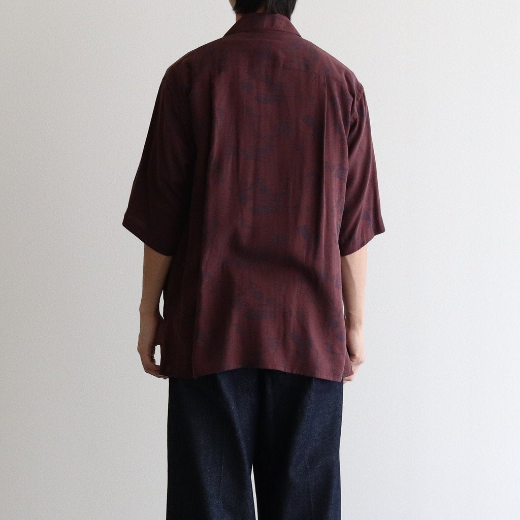 PRINTED HALF SLEEVES SHIRT #BORDEAUX [YK22SS0324SH]