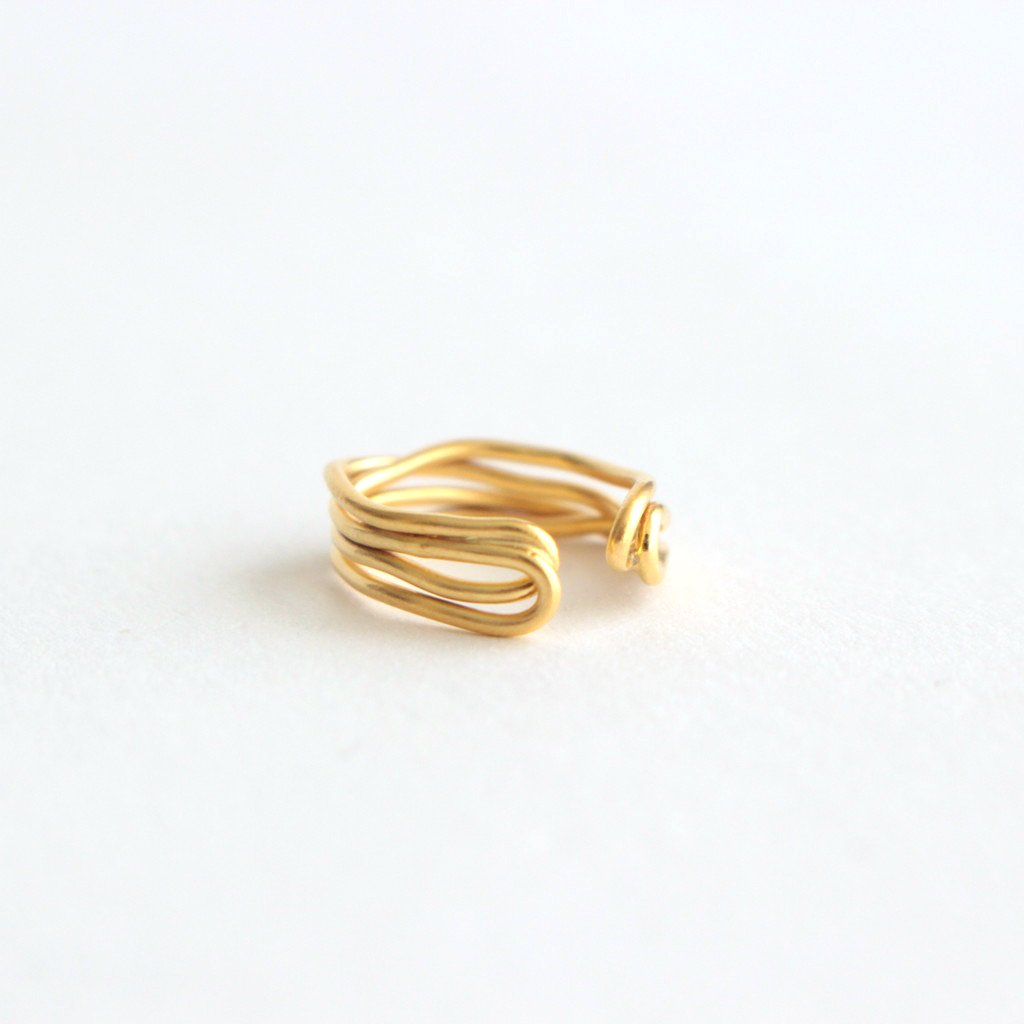 ROUND WIRE EARRING S_ STRINGS EAR CUFF #GOLD [1209a_cs]