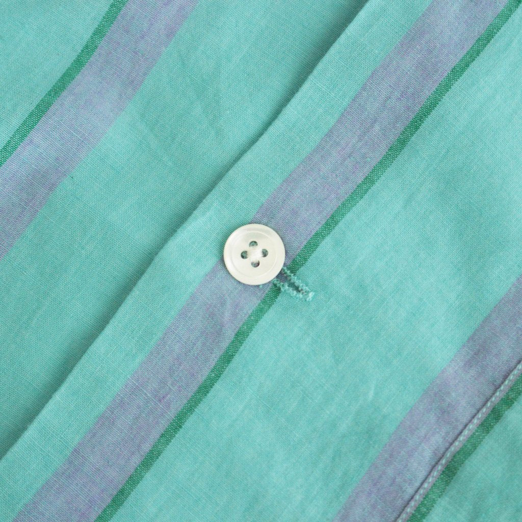KHADI COTTON PAJAMA SHIRT #EMERALD GREEN STRIPE [PR22SS-SH020]