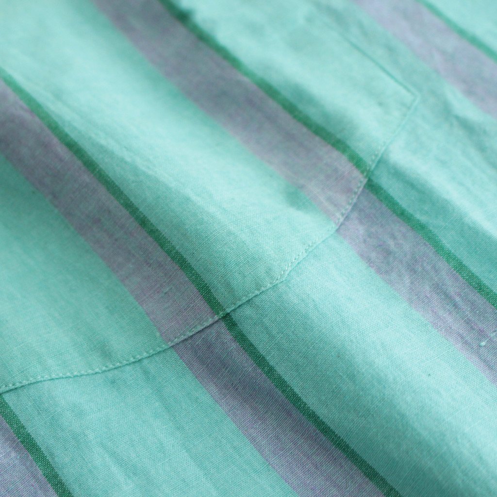 KHADI COTTON PAJAMA SHIRT #EMERALD GREEN STRIPE [PR22SS-SH020]