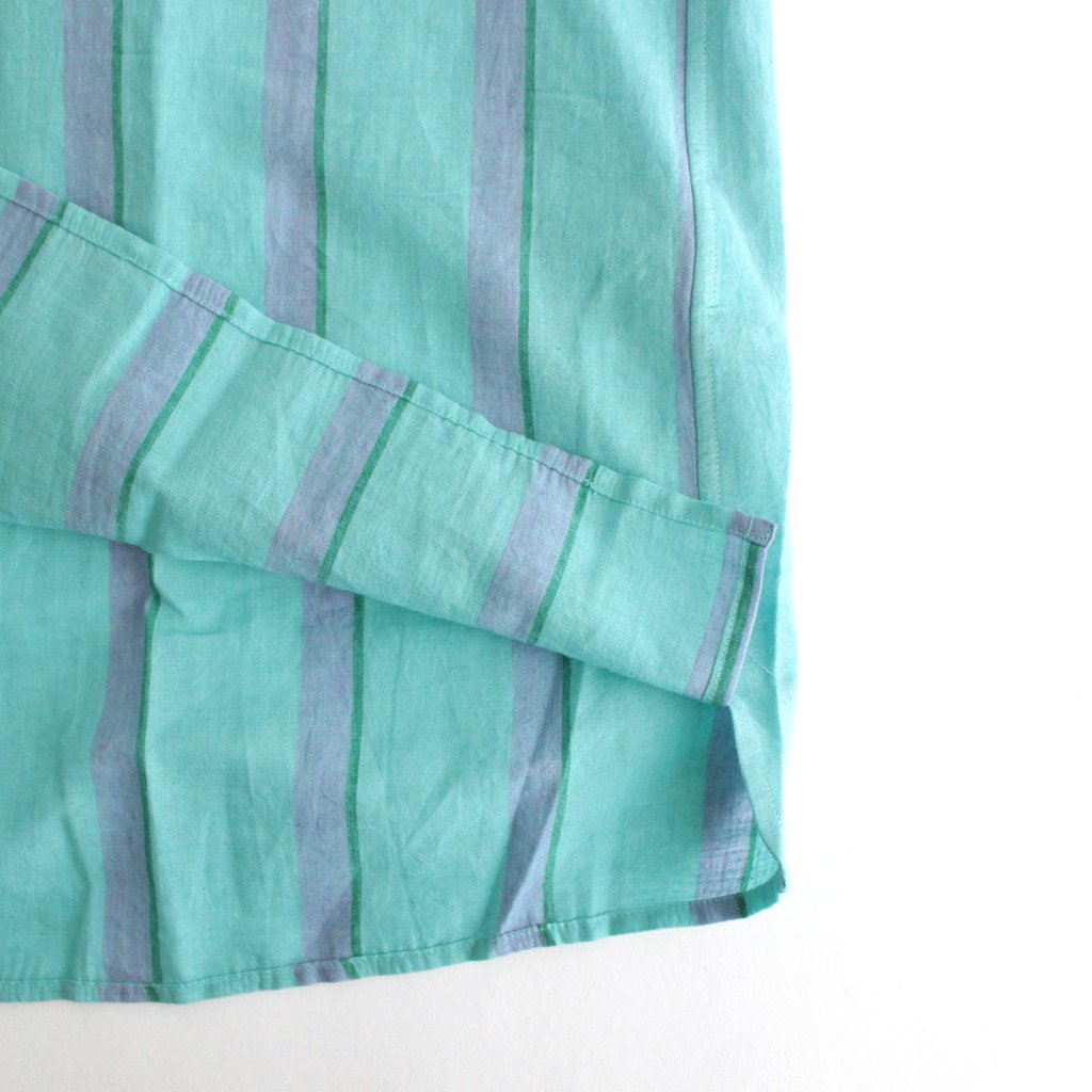 KHADI COTTON PAJAMA SHIRT #EMERALD GREEN STRIPE [PR22SS-SH020]