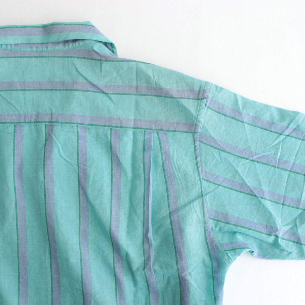 KHADI COTTON PAJAMA SHIRT #EMERALD GREEN STRIPE [PR22SS-SH020]