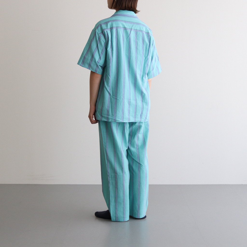 KHADI COTTON PAJAMA SHIRT #EMERALD GREEN STRIPE [PR22SS-SH020]