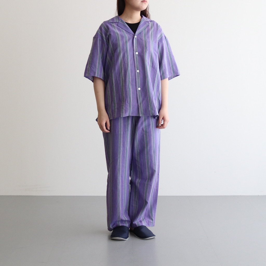 KHADI COTTON PAJAMA SHIRT #PURPLE STRIPE [PR22SS-SH020]