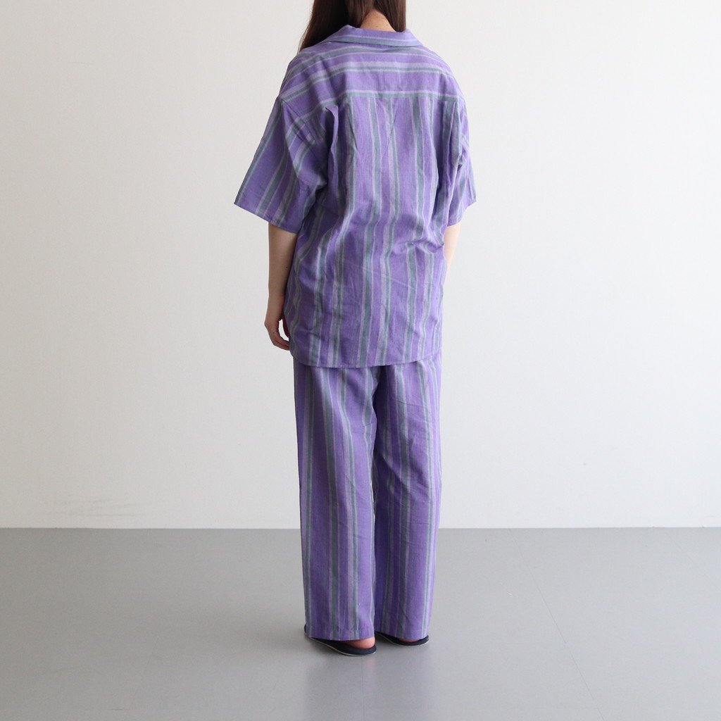 KHADI COTTON PAJAMA SHIRT #PURPLE STRIPE [PR22SS-SH020]