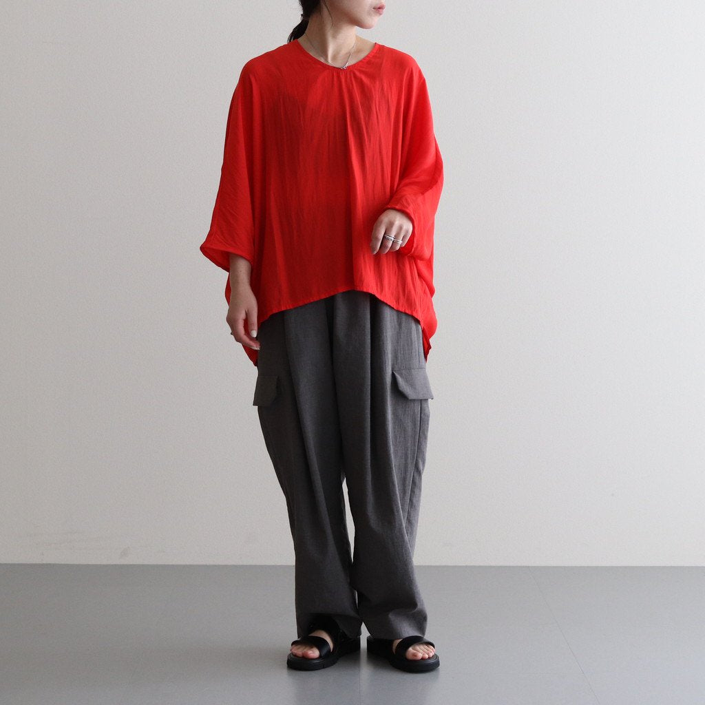 NDPPO｜割繊ポリエステル・チャイニーズクレープ ドルマンスリーブプルオーバー #SIGNAL RED [TA_NC193PO]