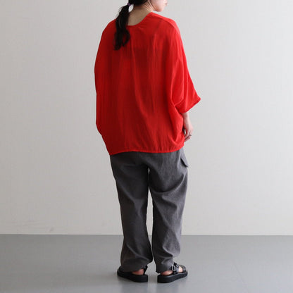 NDPPO | Split polyester Chinese crepe dolman sleeve pullover #SIGNAL RED [TA_NC193PO]