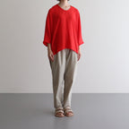 NDPPO｜割繊ポリエステル・チャイニーズクレープ ドルマンスリーブプルオーバー #SIGNAL RED [TA_NC193PO]