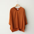 NDPPO｜Partially Split Polyester Chinese Crepe Dolman Sleeve Pullover #CARROT ORANGE [TA_NC193PO].
