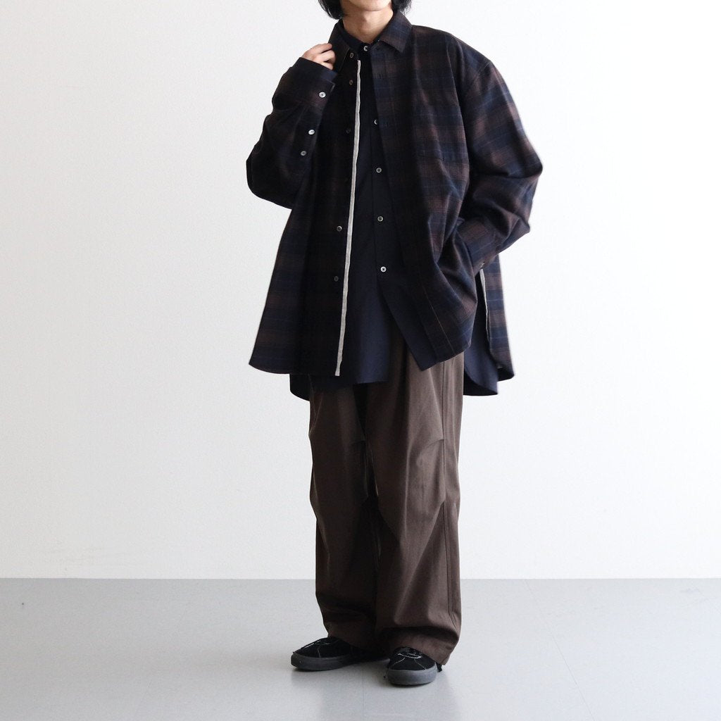 OVERSIZED LAYERED FLANNEL SHIRT #DARK NAVY CHECK [ST.463]