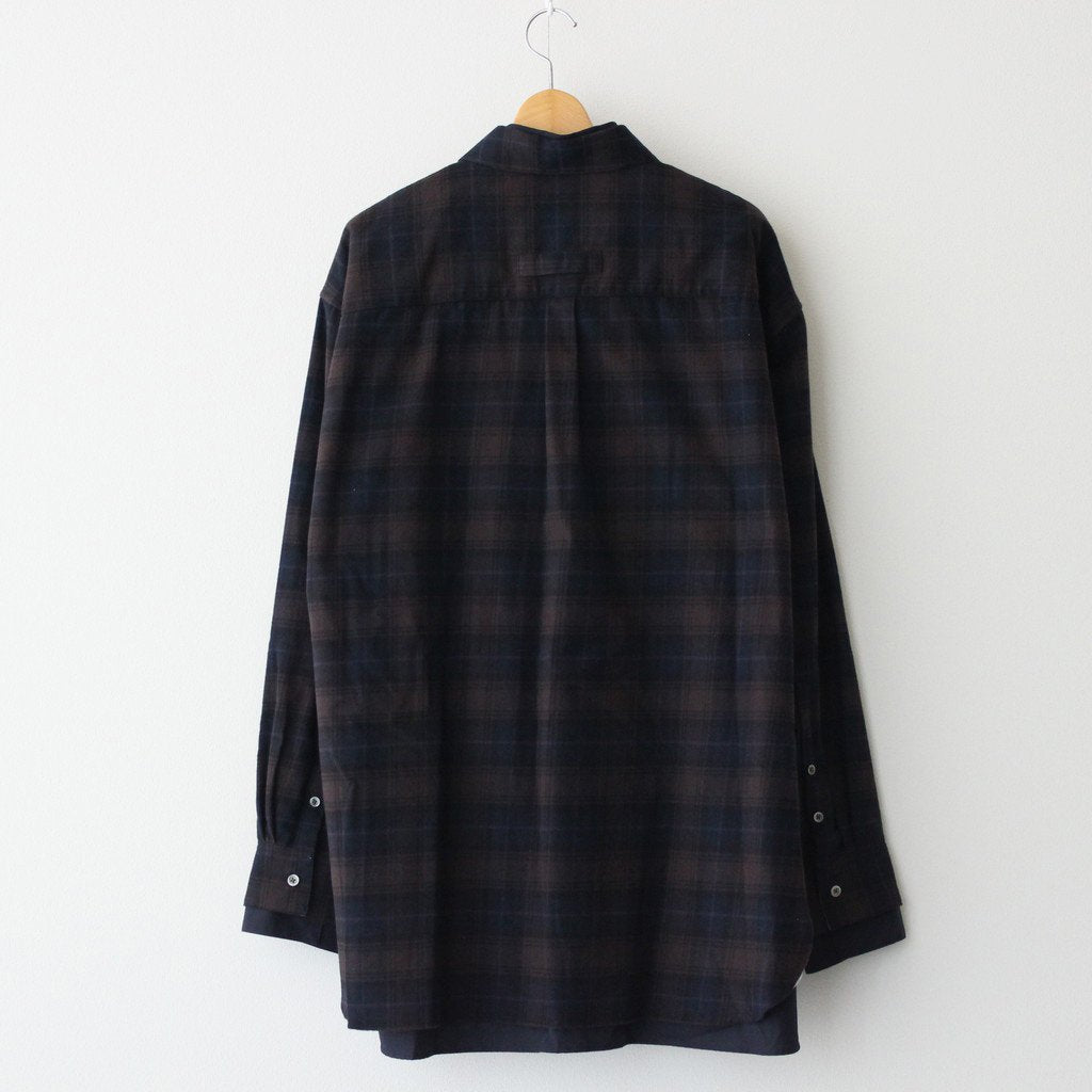 Oversized Layered Flannel Shirt Size Lグレイカーキ