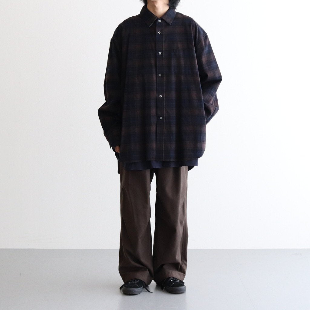 Oversized Layered Flannel Shirt Size Lグレイカーキ