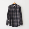 OVERSIZED COTTON FLANNEL SHIRT #GREY KHAKI CHECK [ST.467]