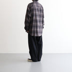 OVERSIZED COTTON FLANNEL SHIRT #GREY KHAKI CHECK [ST.467]