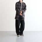OVERSIZED COTTON FLANNEL SHIRT #GREY KHAKI CHECK [ST.467]