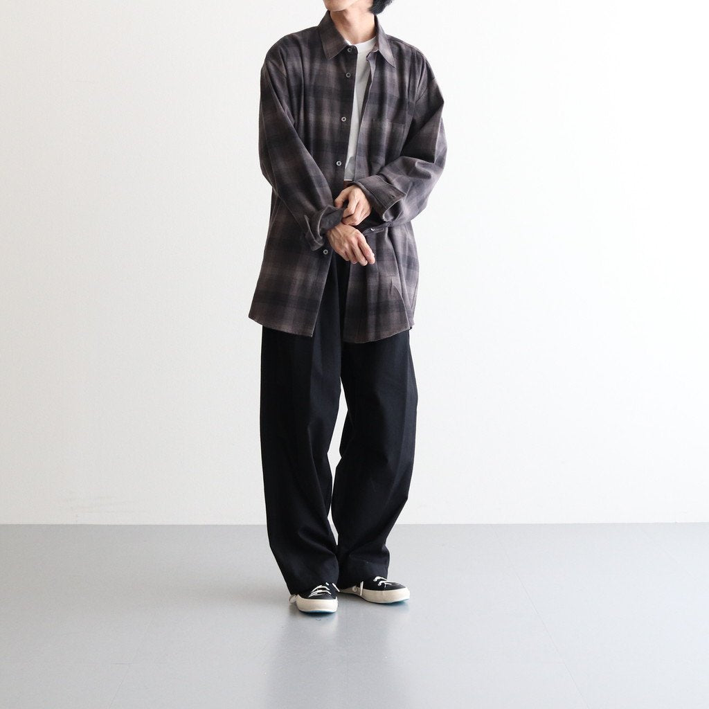 OVERSIZED COTTON FLANNEL SHIRT #GREY KHAKI CHECK [ST.467]