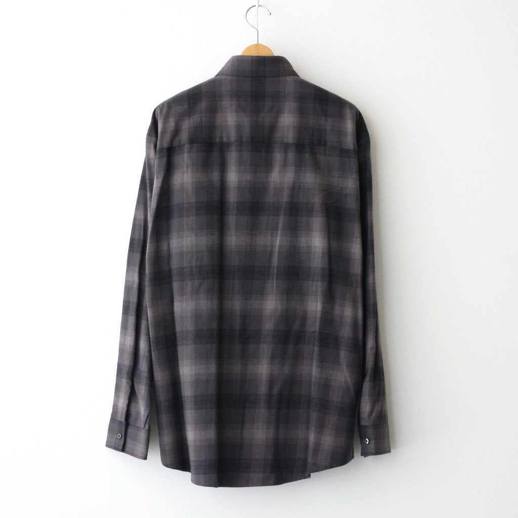 OVERSIZED COTTON FLANNEL SHIRT #GREY KHAKI CHECK [ST.467]