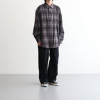 OVERSIZED COTTON FLANNEL SHIRT #GREY KHAKI CHECK [ST.467]