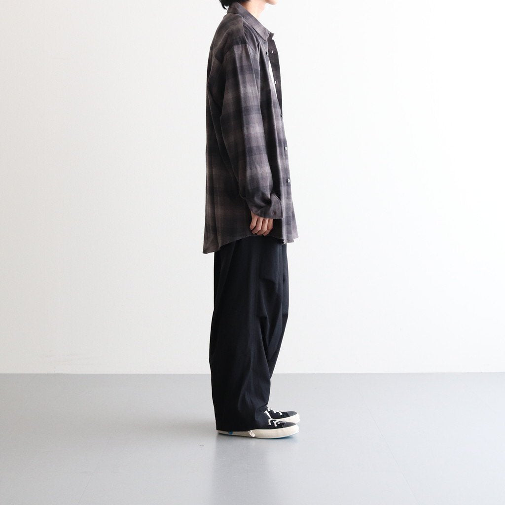 OVERSIZED COTTON FLANNEL SHIRT #GREY KHAKI CHECK [ST.467]