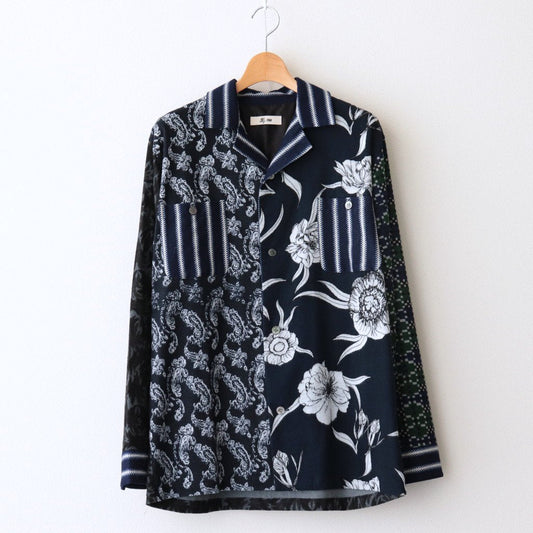 PATCHWORK LONG SLEEVED SHIRT #072/NAVY [9m22aw009]