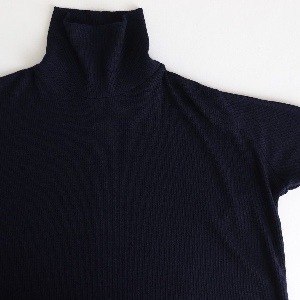 NTNTO｜2/72 オフスケールウール テレコ タートルネックスーパーロングワンピース #NAVY [A0_NC024TO]