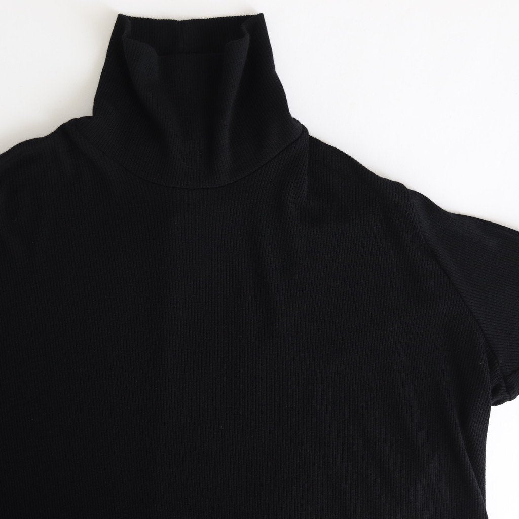 NTNTO｜2/72 オフスケールウール テレコ タートルネックスーパーロングワンピース #BLACK [A0_NC024TO]