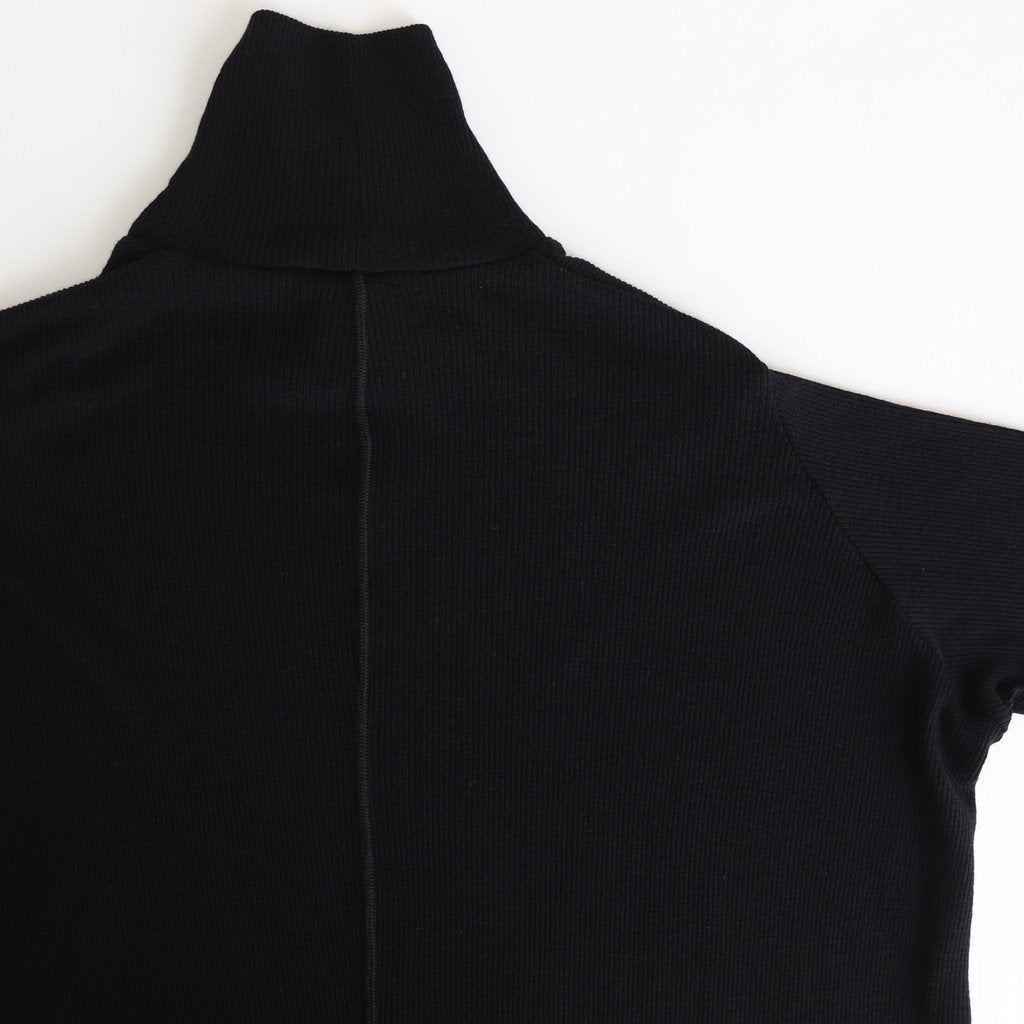 NTNTO｜2/72 オフスケールウール テレコ タートルネックスーパーロングワンピース #BLACK [A0_NC024TO]