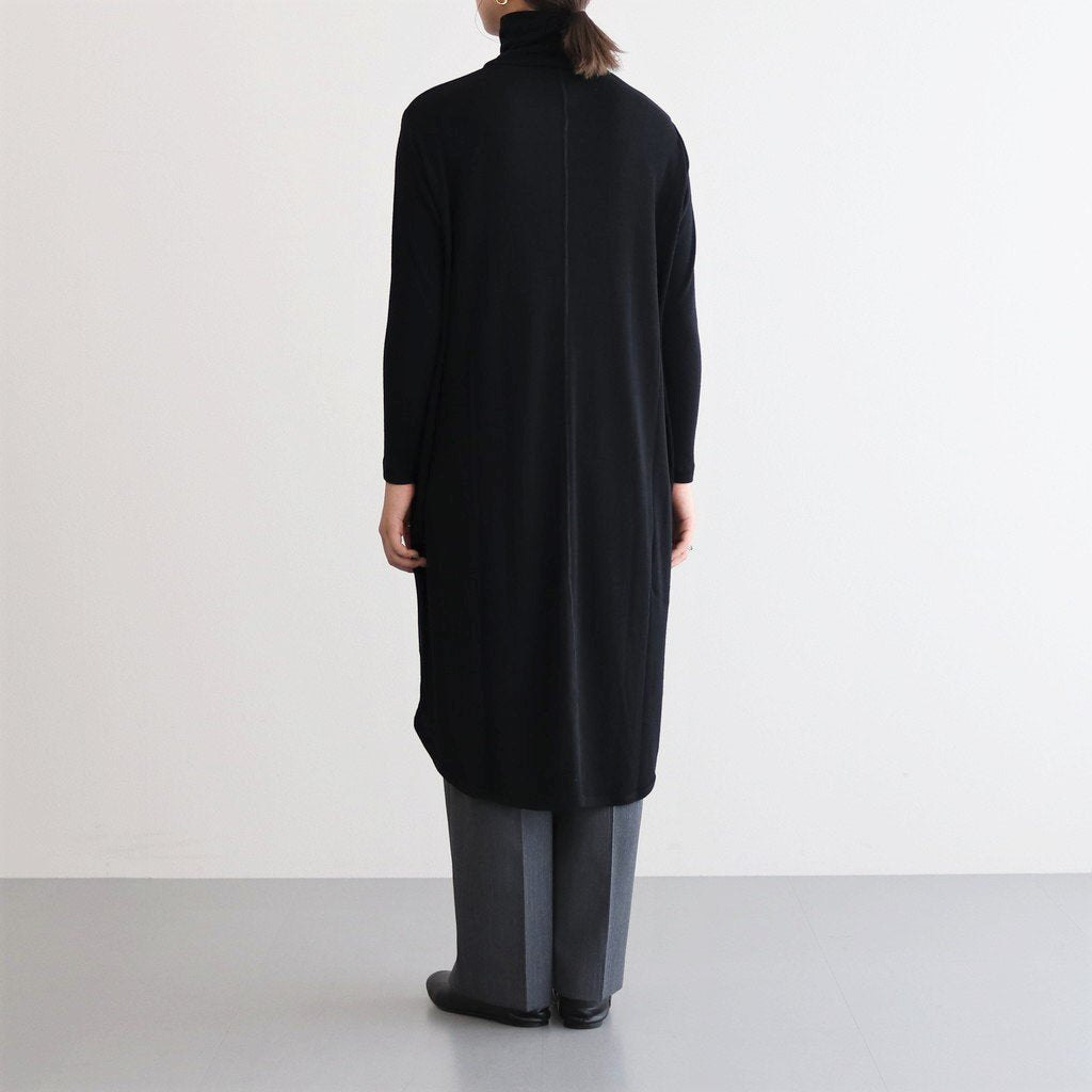 NTNTO｜2/72 オフスケールウール テレコ タートルネックスーパーロングワンピース #BLACK [A0_NC024TO]