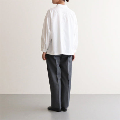 NGYSSH | マットポリエステル・タイプライター ギャザースリーブシャツ #01 OFF WHITE [TG_NC0101SF]