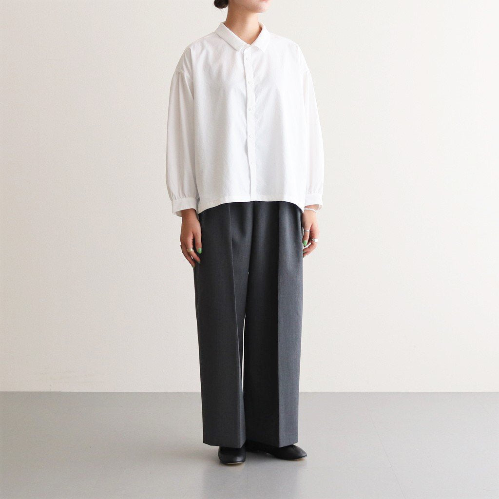 NGYSSH | マットポリエステル・タイプライター ギャザースリーブシャツ #01 OFF WHITE [TG_NC0101SF]