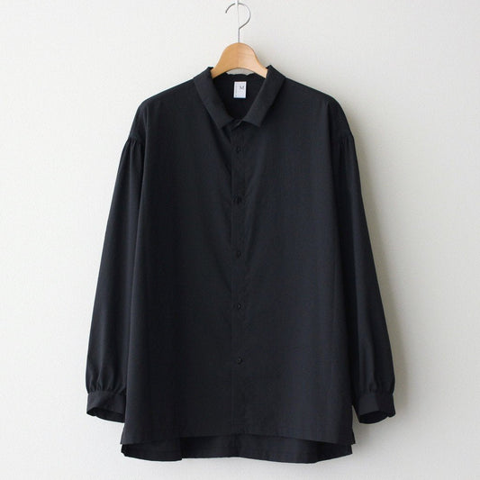 NGYSSH | Matte Polyester Typewriter Gathered Sleeve Shirt #95 BLACK [TG_NC0101SF]