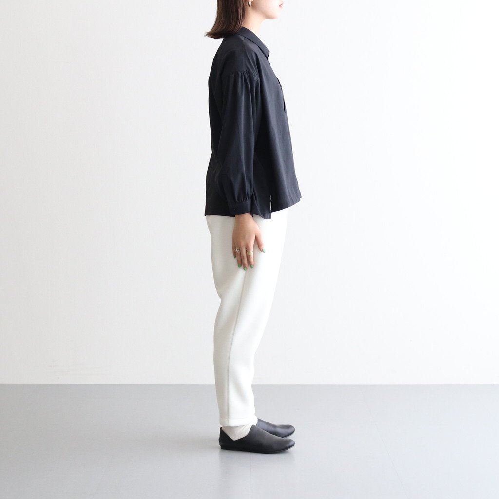 NGYSSH | マットポリエステル・タイプライター ギャザースリーブシャツ #95 BLACK [TG_NC0101SF]