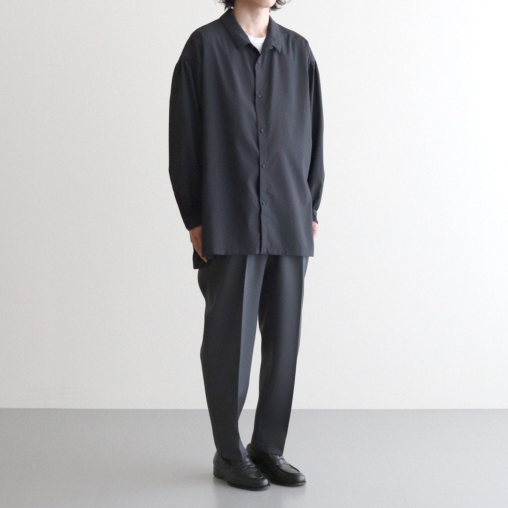 NGYSSH | Matte Polyester Typewriter Gathered Sleeve Shirt #95 BLACK [TG_NC0101SF]