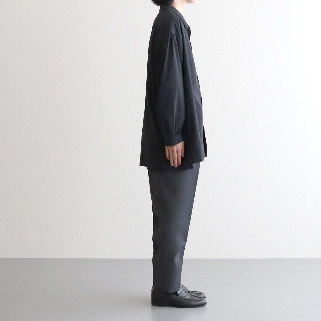 NGYSSH | マットポリエステル・タイプライター ギャザースリーブシャツ #95 BLACK [TG_NC0101SF]