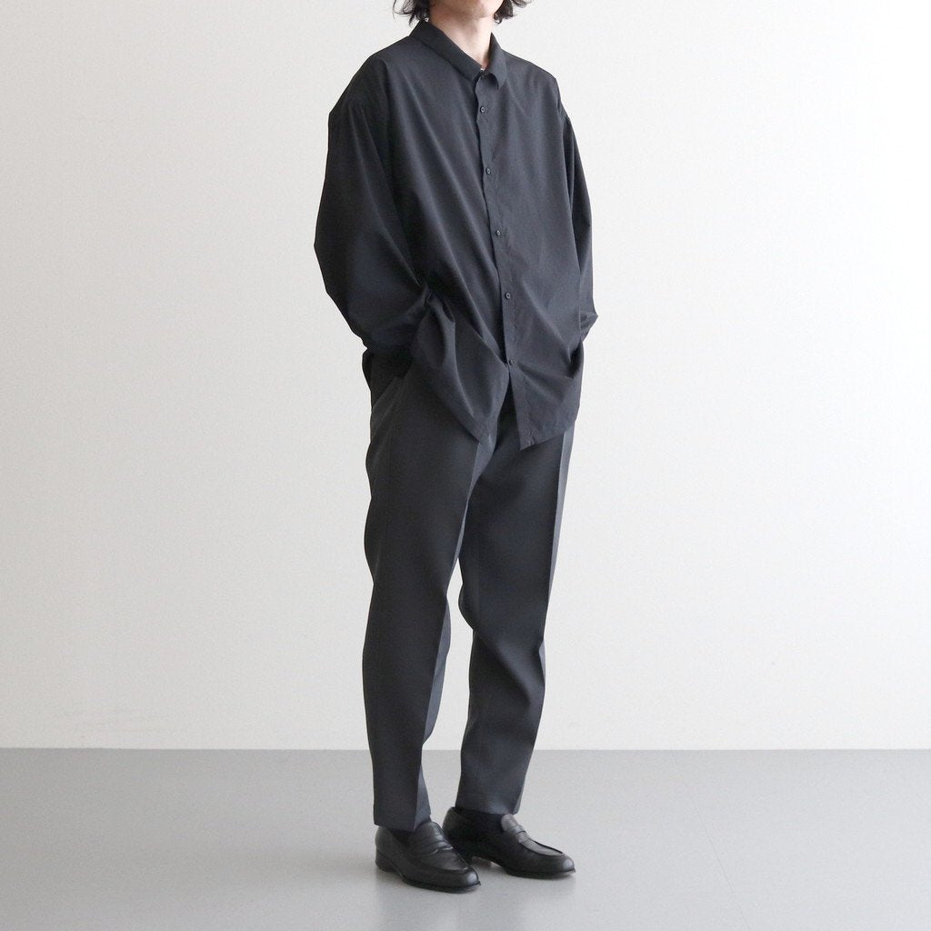 NGYSSH | マットポリエステル・タイプライター ギャザースリーブシャツ #95 BLACK [TG_NC0101SF]