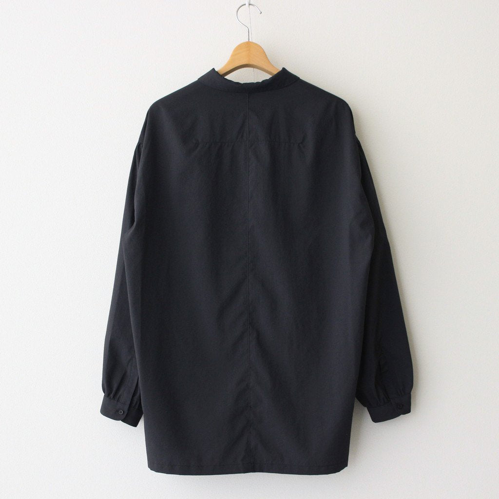 NGYSSH | マットポリエステル・タイプライター ギャザースリーブシャツ #95 BLACK [TG_NC0101SF]