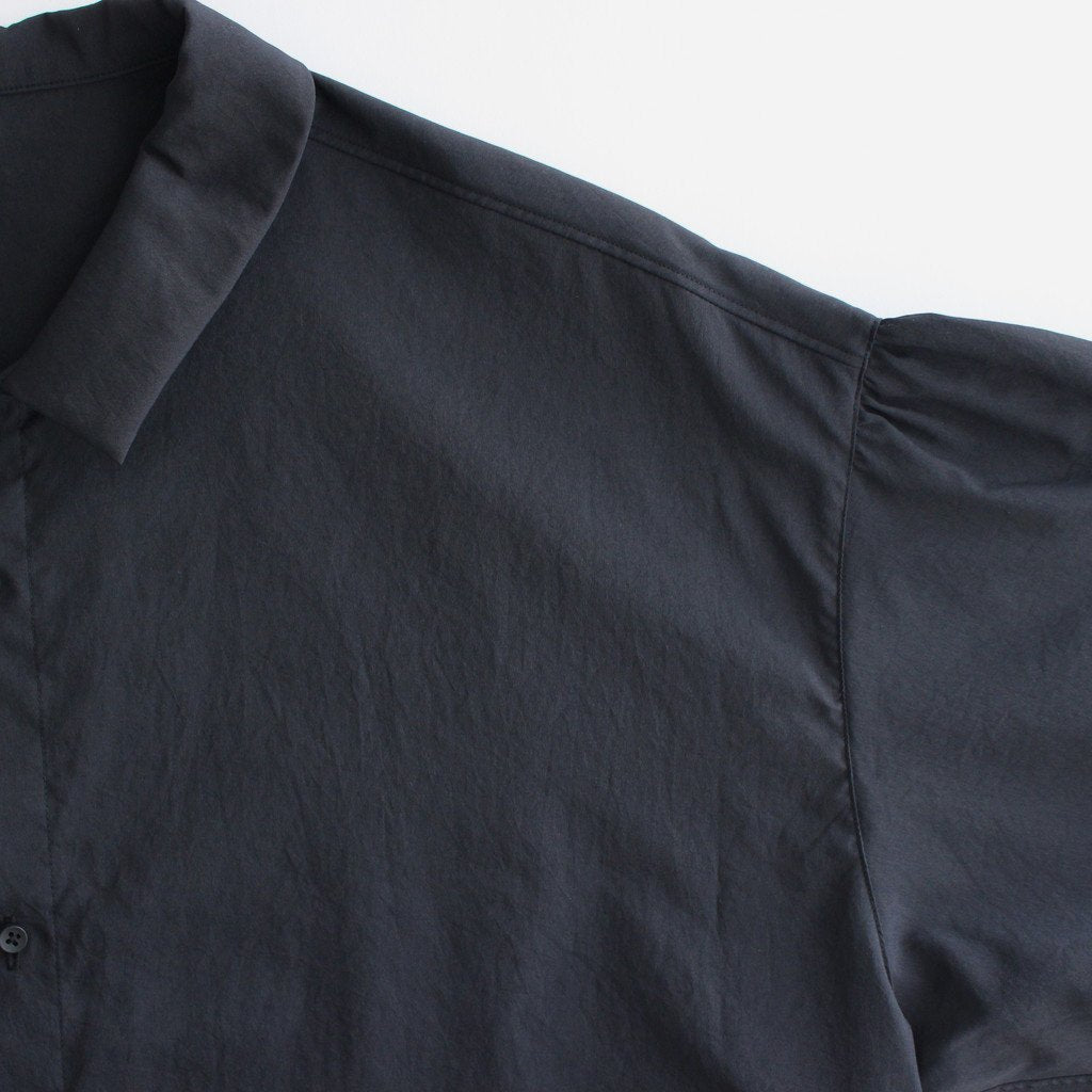 NGYSSH | Matte Polyester Typewriter Gathered Sleeve Shirt #95 BLACK [TG_NC0101SF]