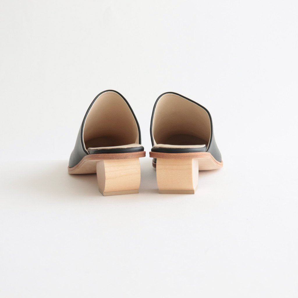 WOOD HEEL MULE_SIDE CIRCLEMAPLE #BLACK [1301sc]