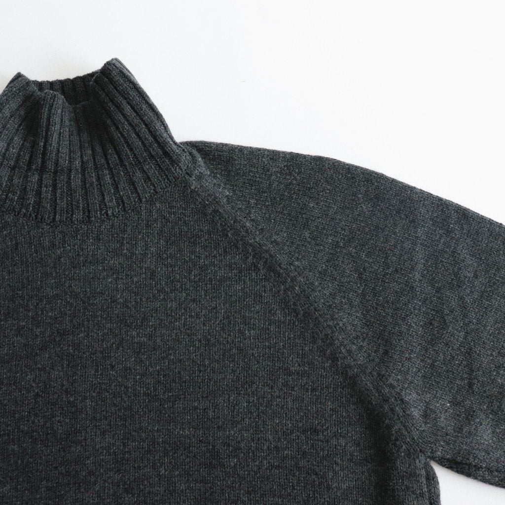 EX FINE LAMBS LOOSE HIGH NECK KNIT LS #CHARCOAL [ST.450] _ stein