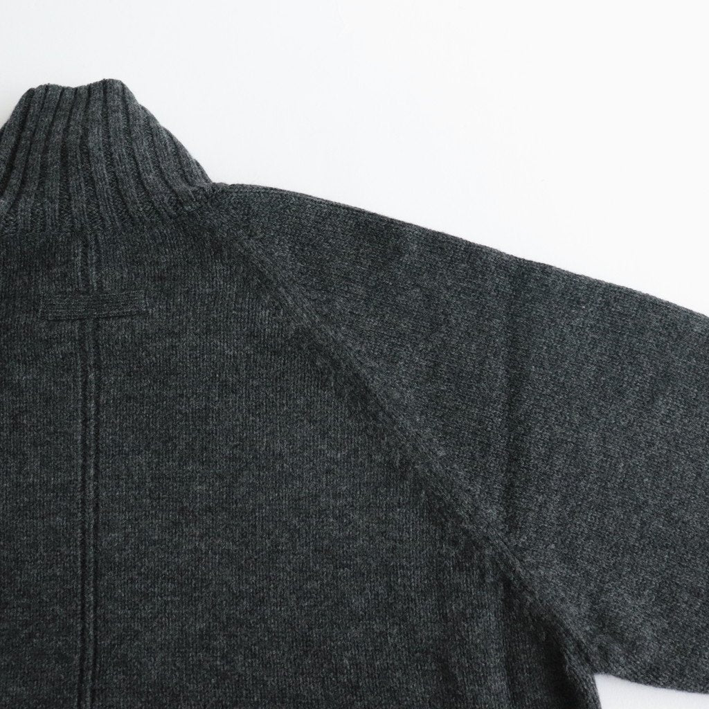 EX FINE LAMBS LOOSE HIGH NECK KNIT LS #CHARCOAL [ST.450] _ stein