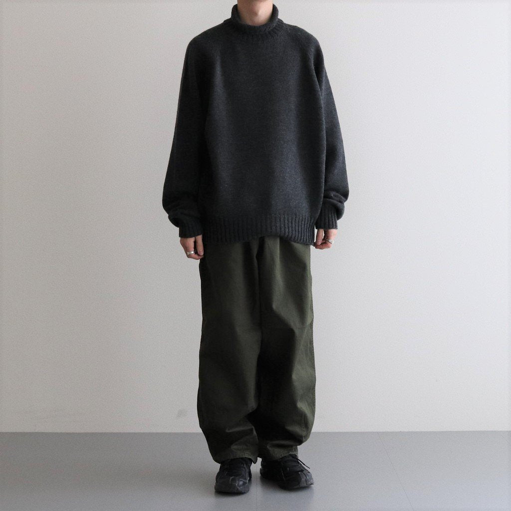 EX FINE LAMBS LOOSE HIGH NECK KNIT LS #CHARCOAL [ST.450] _ stein