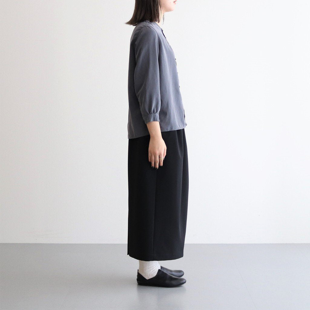 NNCSH | フィブリルレーヨン＆ポリエステル・シャツポプリン ノーカラーセミワイドシャツ #90 SLATE GREY [TG_NC0603SF]