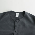 NNCSH | フィブリルレーヨン＆ポリエステル・シャツポプリン ノーカラーセミワイドシャツ #90 SLATE GREY [TG_NC0603SF]